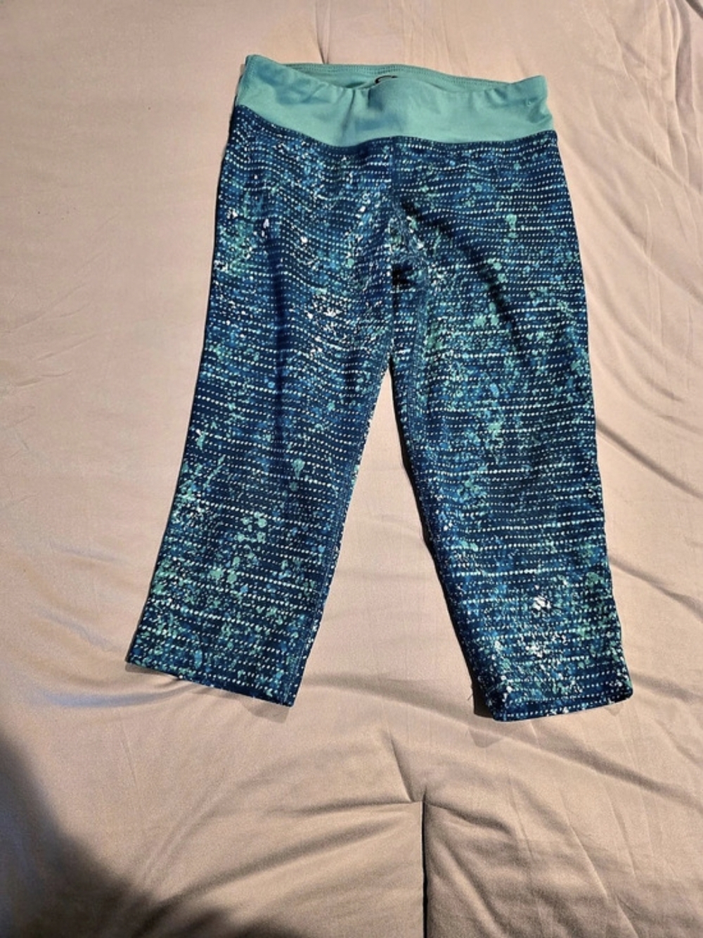 Blue Abstract Active Capri Leggings